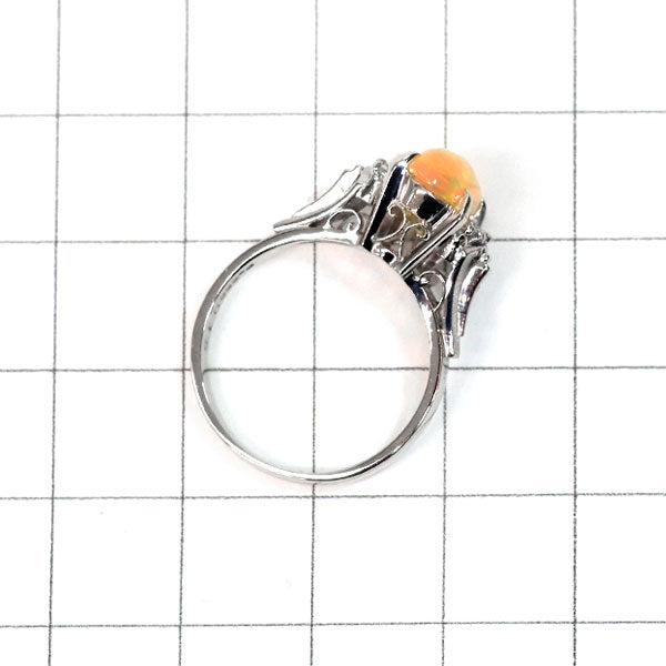 Pt850 ファイヤーオパール ダイヤモンド リング 1.23ct D0.15ct