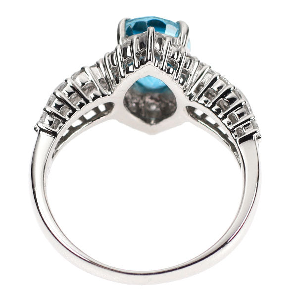 Pt900 ブルージルコン ダイヤモンド リング 3.723ct D1.066ct