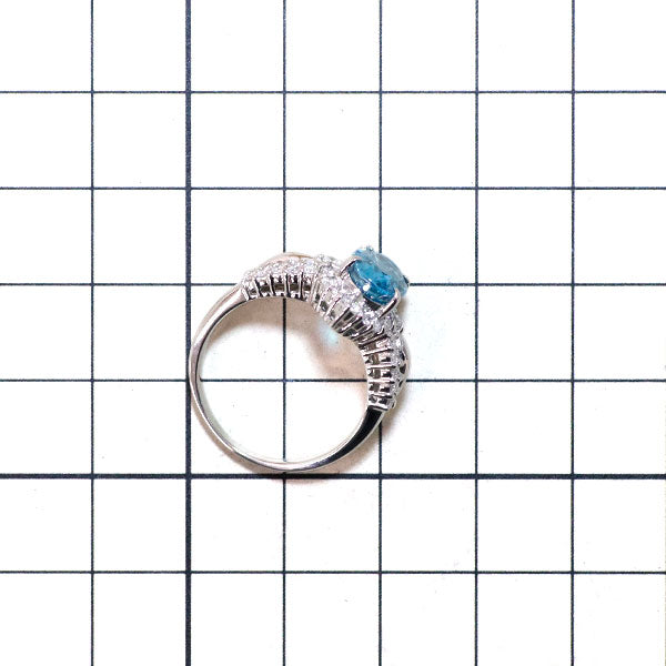 Pt900 ブルージルコン ダイヤモンド リング 3.723ct D1.066ct