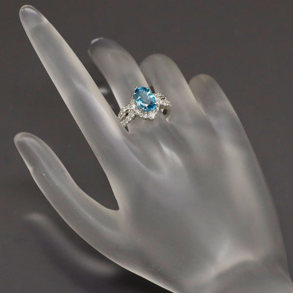 Pt900 ブルージルコン ダイヤモンド リング 3.723ct D1.066ct