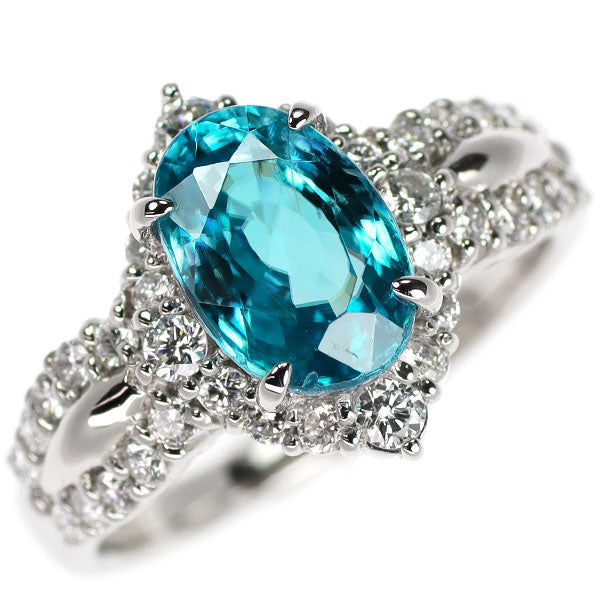 Pt900 ブルージルコン ダイヤモンド リング 3.723ct D1.066ct