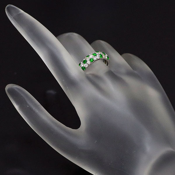Pt900 デマントイドガーネット ダイヤモンド リング 0.47ct D0.69ct 希少 パヴェ