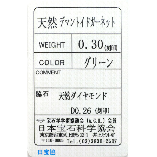 希少 K14WG デマントイドガーネット ダイヤモンド リング 0.30ct D0.26ct ハーフエタニティ