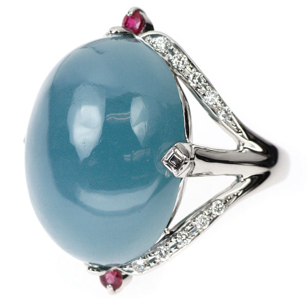 Pt900 アクアマリン ダイヤモンド ルビー リング 26.75ct D0.40ct R0.30ct