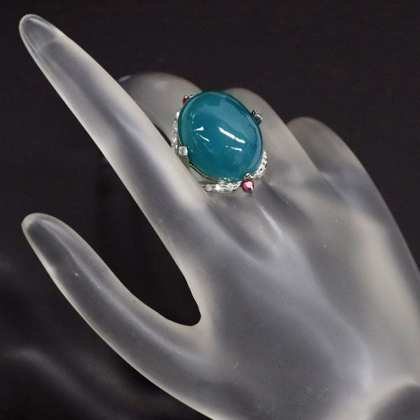 Pt900 アクアマリン ダイヤモンド ルビー リング 26.75ct D0.40ct R0.30ct