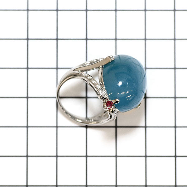 Pt900 アクアマリン ダイヤモンド ルビー リング 26.75ct D0.40ct R0.30ct