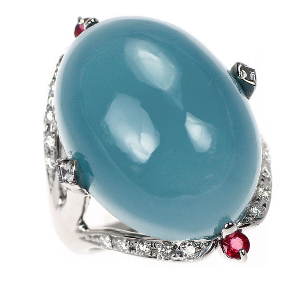 Pt900 アクアマリン ダイヤモンド ルビー リング 26.75ct D0.40ct R0.30ct