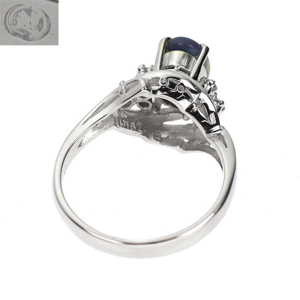 三越 Pt900 ブラックオパール ダイヤモンド リング 0.57ct D0.08ct