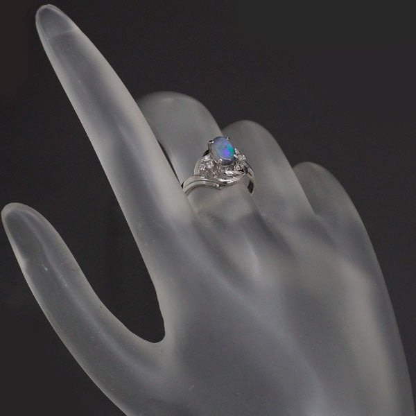 三越 Pt900 ブラックオパール ダイヤモンド リング 0.57ct D0.08ct