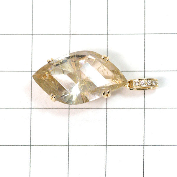 K18YG ルチルクオーツ ダイヤモンド ペンダントトップ 12.55ct D0.03ct