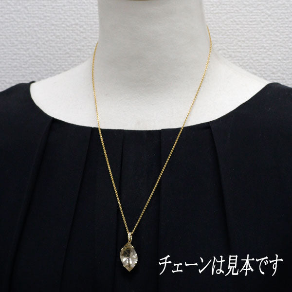 K18YG ルチルクオーツ ダイヤモンド ペンダントトップ 12.55ct D0.03ct