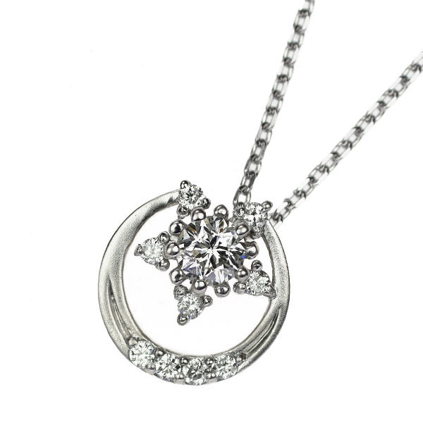 wish upon a star Pt900/ Pt850 ダイヤモンド  ペンダントネックレス 0.099ct D0.04ct 星 月 スター ムーン