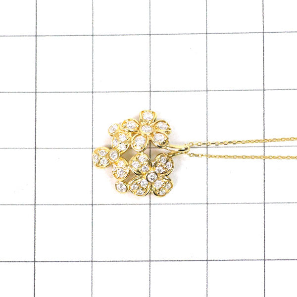 ポンテヴェキオ K18YG ダイヤモンド ペンダントネックレス 0.34ct フラワー