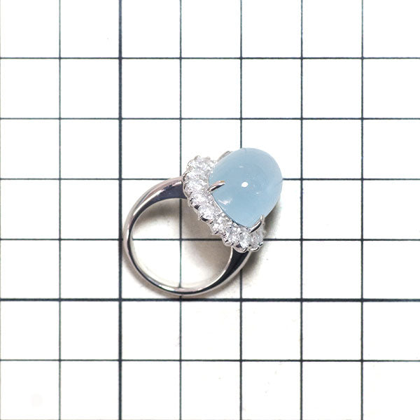 Pt900 アクアマリンキャッツアイ ダイヤモンド リング 13.30ct D1.51ct