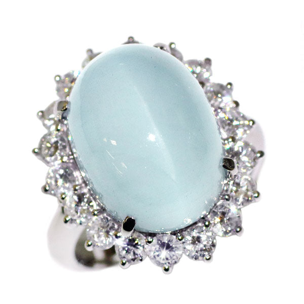 Pt900 アクアマリンキャッツアイ ダイヤモンド リング 13.30ct D1.51ct