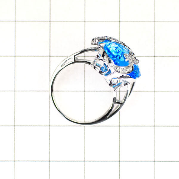 K18WG ブルートパーズ ダイヤモンド リング D0.22ct