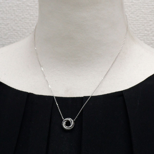 ポンテヴェキオ K18WG カラーレス/ブラックダイヤモンド ペンダントネックレス 0.24ct BD0.26ct