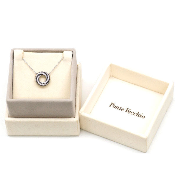 ポンテヴェキオ K18WG カラーレス/ブラックダイヤモンド ペンダントネックレス 0.24ct BD0.26ct
