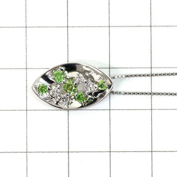 希少 K18WG デマントイドガーネット ダイヤモンド ペンダントネックレス 0.41ct D0.21ct