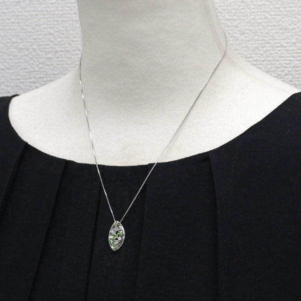 希少 K18WG デマントイドガーネット ダイヤモンド ペンダントネックレス 0.41ct D0.21ct