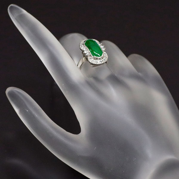 Pt900 翡翠 ダイヤモンド リング 2.35ct D0.28ct