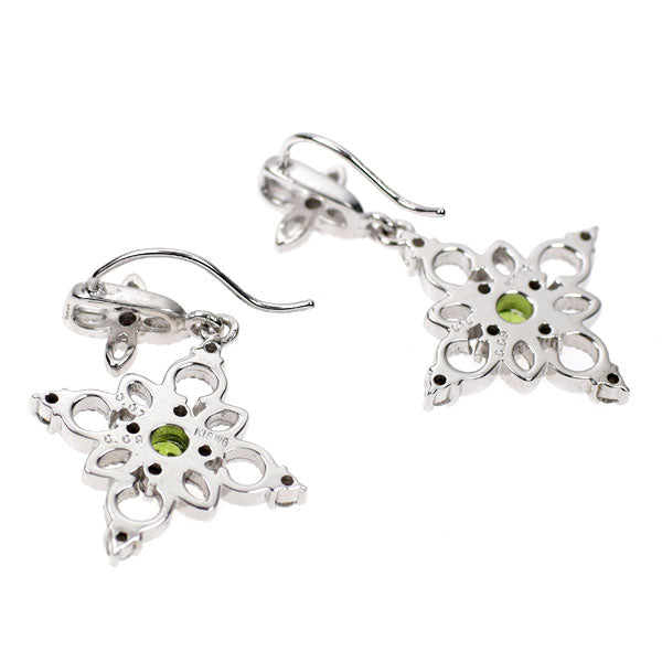 希少 K18WG デマントイドガーネット ダイヤモンド ピアス 0.17ct D0.18ct
