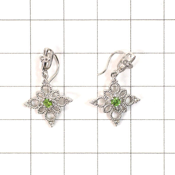 希少 K18WG デマントイドガーネット ダイヤモンド ピアス 0.17ct D0.18ct