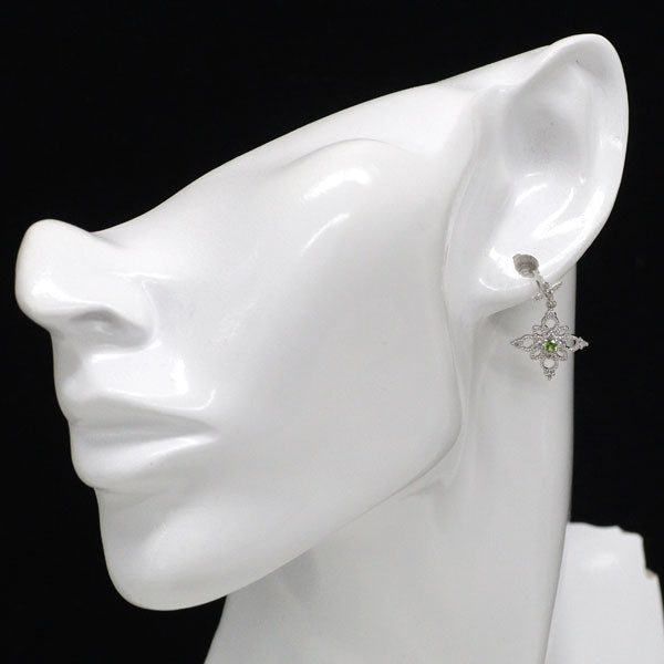希少 K18WG デマントイドガーネット ダイヤモンド ピアス 0.17ct D0.18ct