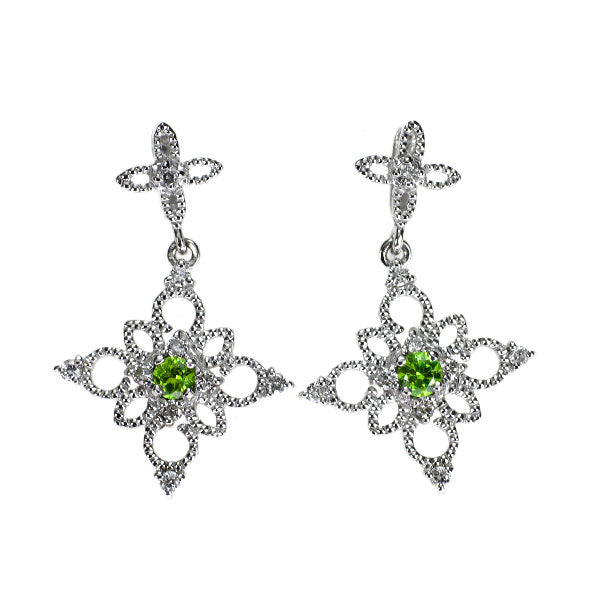 希少 K18WG デマントイドガーネット ダイヤモンド ピアス 0.17ct D0.18ct