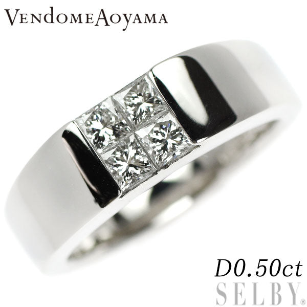 ヴァンドーム青山 Pt950 プリンセスカット ダイヤモンド リング 0.50ct ミステリーセッティング