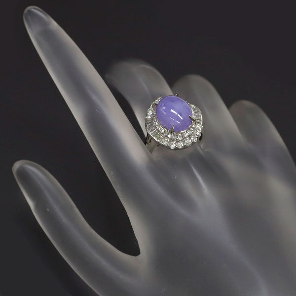 Pt900 ラベンダー 翡翠 ダイヤモンド リング 5.87ct D1.16ct