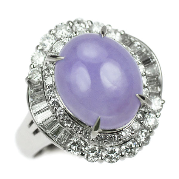 Pt900 ラベンダー 翡翠 ダイヤモンド リング 5.87ct D1.16ct