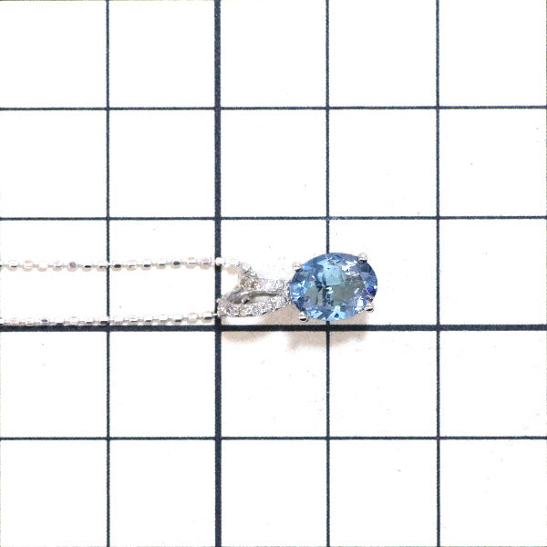 K18WG アクアマリン ダイヤモンド ペンダントネックレス 1.00ct D0.05ct