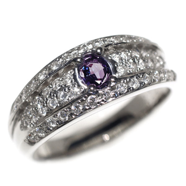 希少 Pt900 アレキサンドライト ダイヤモンド リング 0.32ct D0.22ct