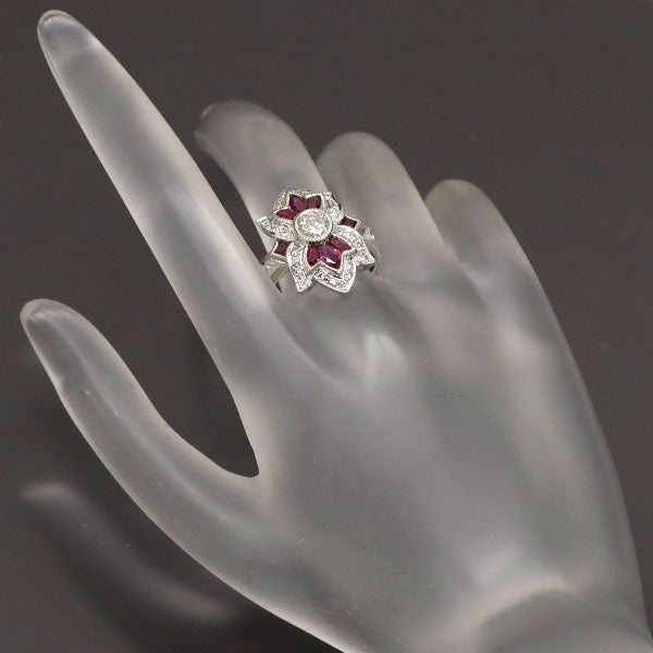 Pt900 ルビー ダイヤモンド リング 1.07ct D0.74ct