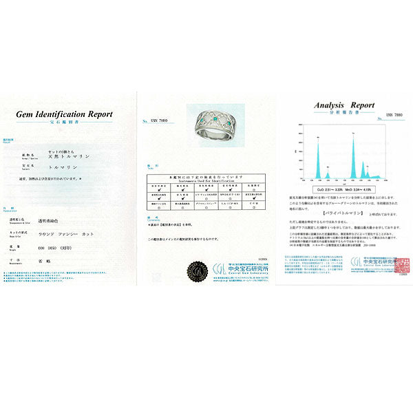 Pt900 パライバトルマリン ダイヤモンド リング 0.08ct D0.50ct 希少