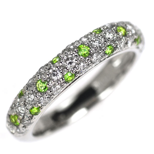 希少 Pt900 デマントイドガーネット ダイヤモンド リング 0.18ct D0.42ct パヴェ