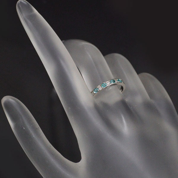 希少 新品 Pt900 ブラジル産 非加熱パライバ トルマリン ダイヤモンド リング 0.20ct D0.04ct  ハーフエタニティ