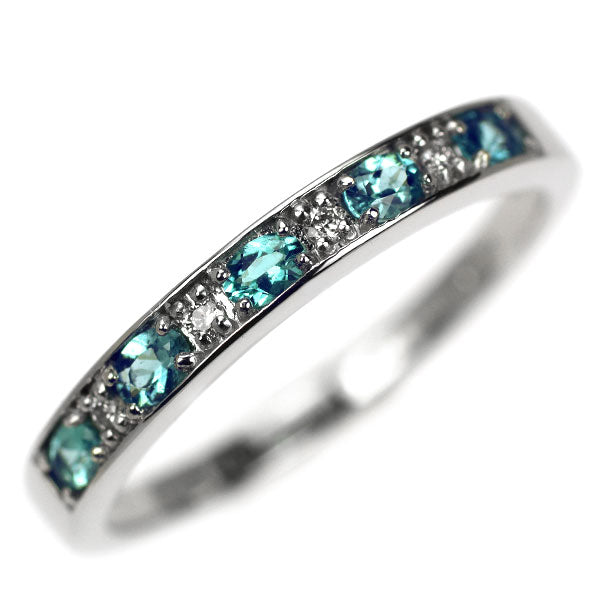 希少 新品 Pt900 ブラジル産 非加熱パライバ トルマリン ダイヤモンド リング 0.20ct D0.04ct  ハーフエタニティ