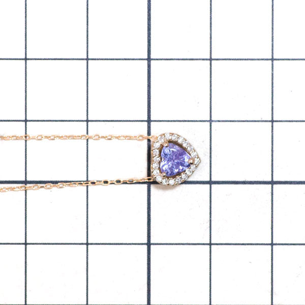 K18PG ハートシェイプ タンザナイト ダイヤモンド ペンダントネックレス 0.40ct D0.10ct