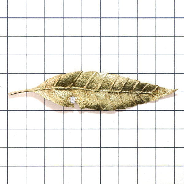 K18YG ダイヤモンド ブローチ兼ペンダントトップ 0.15ct 植物
