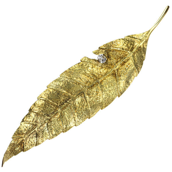 K18YG ダイヤモンド ブローチ兼ペンダントトップ 0.15ct 植物