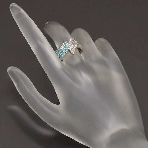K18WG パライバトルマリン ダイヤモンド リング 0.45ct D0.40ct