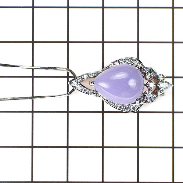 Pt ラベンダー 翡翠 ダイヤモンド ペンダントネックレス 8.05ct D0.51ct