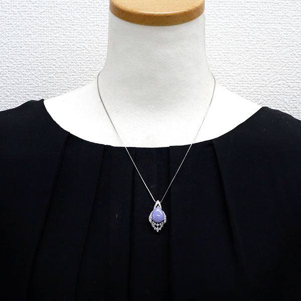 Pt ラベンダー 翡翠 ダイヤモンド ペンダントネックレス 8.05ct D0.51ct