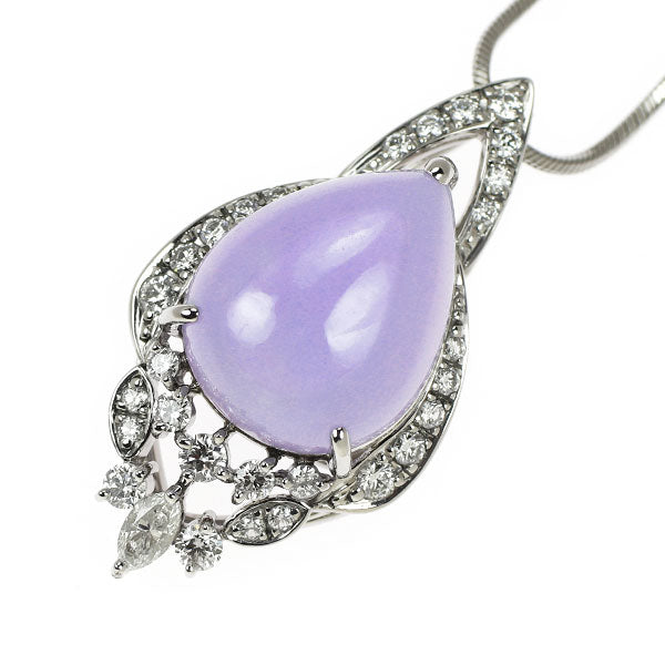 Pt ラベンダー 翡翠 ダイヤモンド ペンダントネックレス 8.05ct D0.51ct