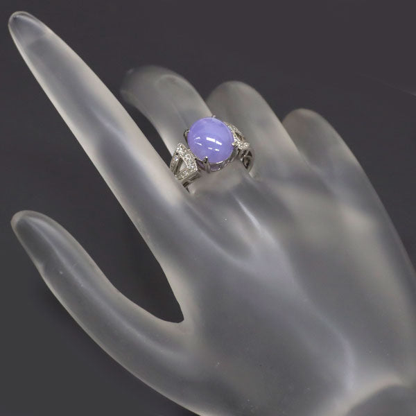 Pt900 ラベンダー翡翠 ダイヤモンド リング 5.57ct D0.13ct