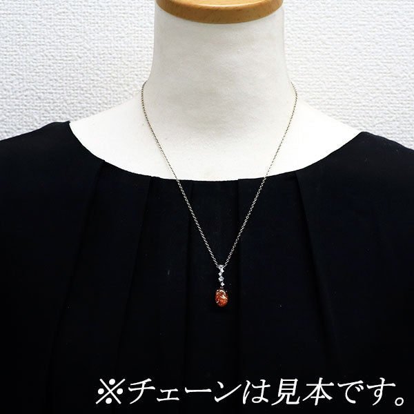 K18WG サンストーン ムーンストーンキャッツアイ ダイヤモンド ペンダントトップ 3.15ct D0.10ct