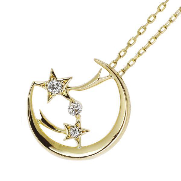 スタージュエリー K18YG ダイヤモンド ペンダントネックレス 0.02ct 三日月 流れ星