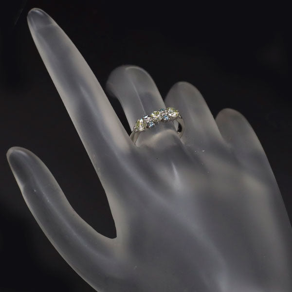 Pt900 天然イエロー/トリートアイスブルーダイヤモンド リング 0.70ct TBD0.05ct